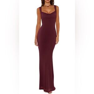 ReoRia Wine Sleeveless Maxi Dress